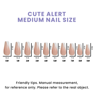 Cute Alert Nude Medium Long Coffin Press On Nails