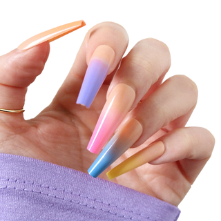 Multi Ombre Extra Long Ballerina Press On Nails