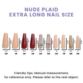 Nude Plaid Extra Long Ballerina Press On Nails