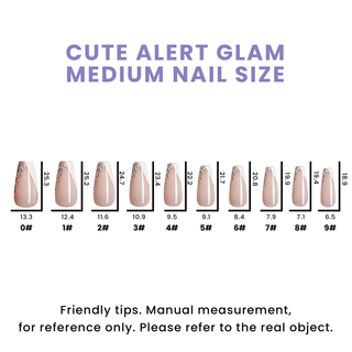 Cute Alert Glam Nude Medium Long Coffin Press On Nails