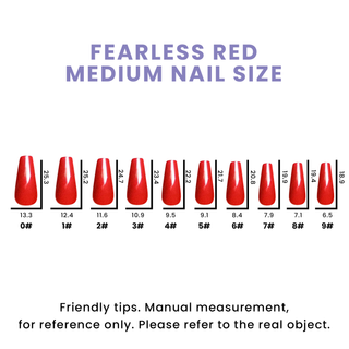 Fearless Red Medium Long Ballerina Press On Nails