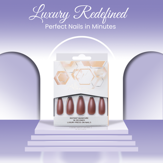 Mocha Long Coffin Press On Nails
