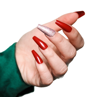 Daring Red Medium Long Ballerina Press On Nails