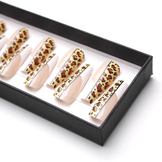 Leopard Print French Extra Long Ballerina Press On Nails