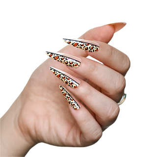 Leopard Print French Extra Long Stiletto Press On Nails