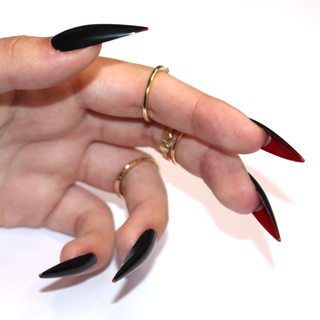 Black Red Bottoms Extra Long Stiletto Press On Nails