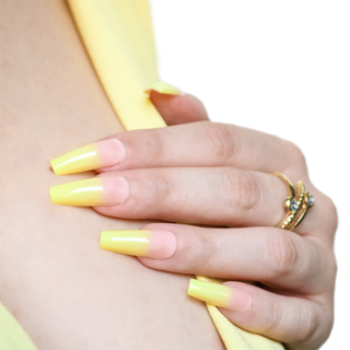Yellow Ombre Medium Long Ballerina Press On Nails