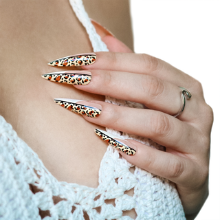 Leopard Print French Extra Long Stiletto Press On Nails