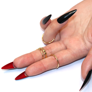 Black Red Bottoms Extra Long Stiletto Press On Nails