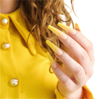 Sunburst Yellow Ombre Extra Long Stiletto False Press on Nails - AllKem Nails