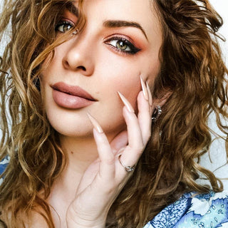 Caramel Extra Long Sculpted Stiletto False Press on Nail Tips - AllKem Nails