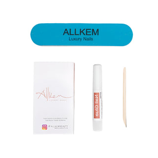 Nude Plaid Extra Long Ballerina False Press on Nails - AllKem Nails