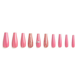 Rose Pink Glam Extra Long Ballerina False Press on Nail Tips - AllKem Nails