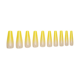 Sunburst Yellow Ombre Extra Long Stiletto False Press on Nails - AllKem Nails