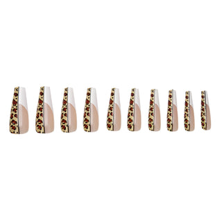 Leopard Print French Extra Long Ballerina False Press on Nails… - AllKem Nails