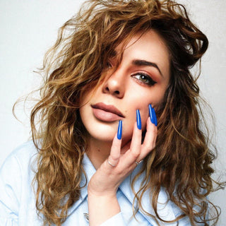 Electric Blue Extra Long Ballerina False Press on Nails - AllKem Nails