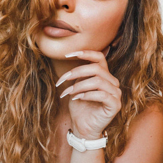 Nude Manicure Long Coffin Nails - AllKem Nails