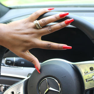Red Tapered Midi Long Coffin Press on Nails - AllKem Nails