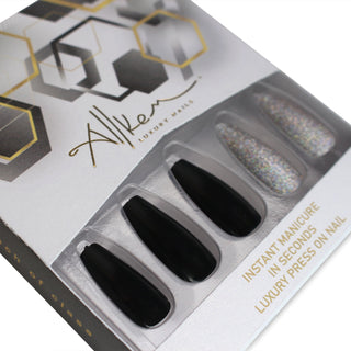 Midnight Glow Medium Long Ballerina Press On Nails