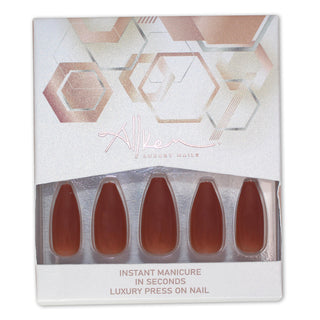 Mocha Long Coffin Press On Nails