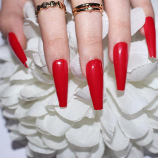 Hot Red Extra Long Ballerina False Press on Nails - AllKem Nails