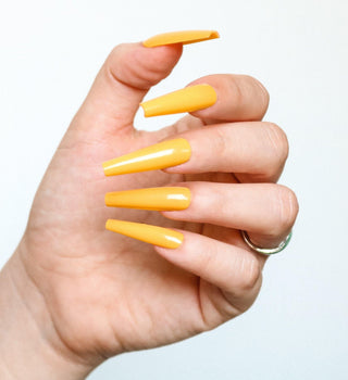 Mustard Extra Long Ballerina False Press on Nails - AllKem Nails