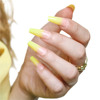 Yellow Ombre Medium Long Ballerina Press On Nails
