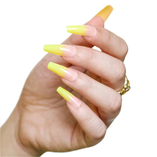 Yellow Ombre Medium Long Ballerina Press On Nails
