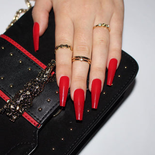 Hot Red Extra Long Ballerina False Press on Nails - AllKem Nails