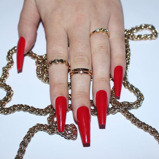 Hot Red Extra Long Ballerina False Press on Nails - AllKem Nails