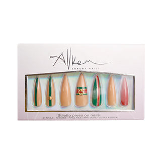 Bee Stripe Extra Long Sculpted Stiletto Press on Nails