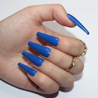 Electric Blue Extra Long Ballerina False Press on Nails - AllKem Nails