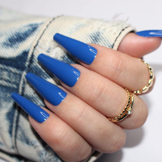 Electric Blue Extra Long Ballerina False Press on Nails - AllKem Nails
