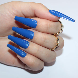 Electric Blue Extra Long Ballerina False Press on Nails - AllKem Nails