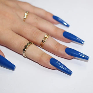 Electric Blue Extra Long Ballerina False Press on Nails - AllKem Nails