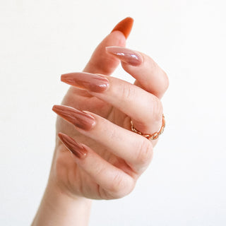 Mocha Long Coffin Press On Nails