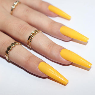 Mustard Extra Long Ballerina False Press on Nails - AllKem Nails