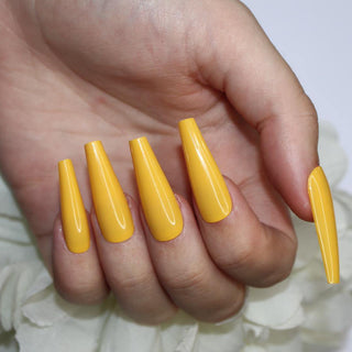 Mustard Extra Long Ballerina False Press on Nails - AllKem Nails