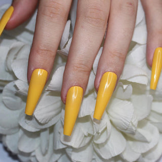 Mustard Extra Long Ballerina False Press on Nails - AllKem Nails