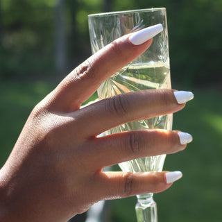 White Midi Coffin press on Nails - AllKem Nails