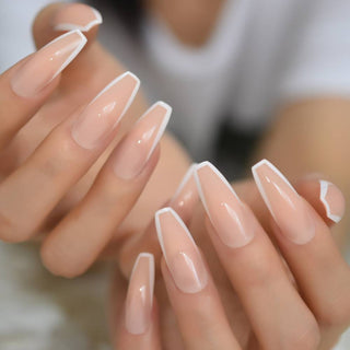 Nude Manicure Long Coffin Nails - AllKem Nails