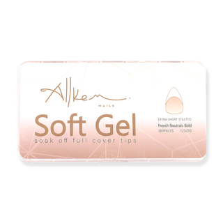 Allkem French Extra Short Stiletto 360 Pcs | Neutrals - Bold Soft Gel Nail Tips
