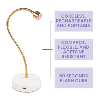 Flash Cure Portable Gooseneck UV LED Nail Lamp for Gel Nail Polish - Gold