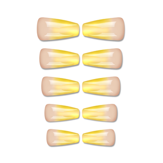 Yellow Ombre Medium Long Ballerina Press On Nails