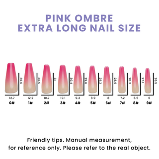 Pink Ombre Extra Long Ballerina Press On Nails