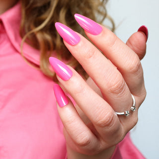 Pink Sparkle Stiletto Short Press on Nails