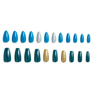 Get Ready Duo Teal x Sky Blue Shimmer Press On Nail Bundle