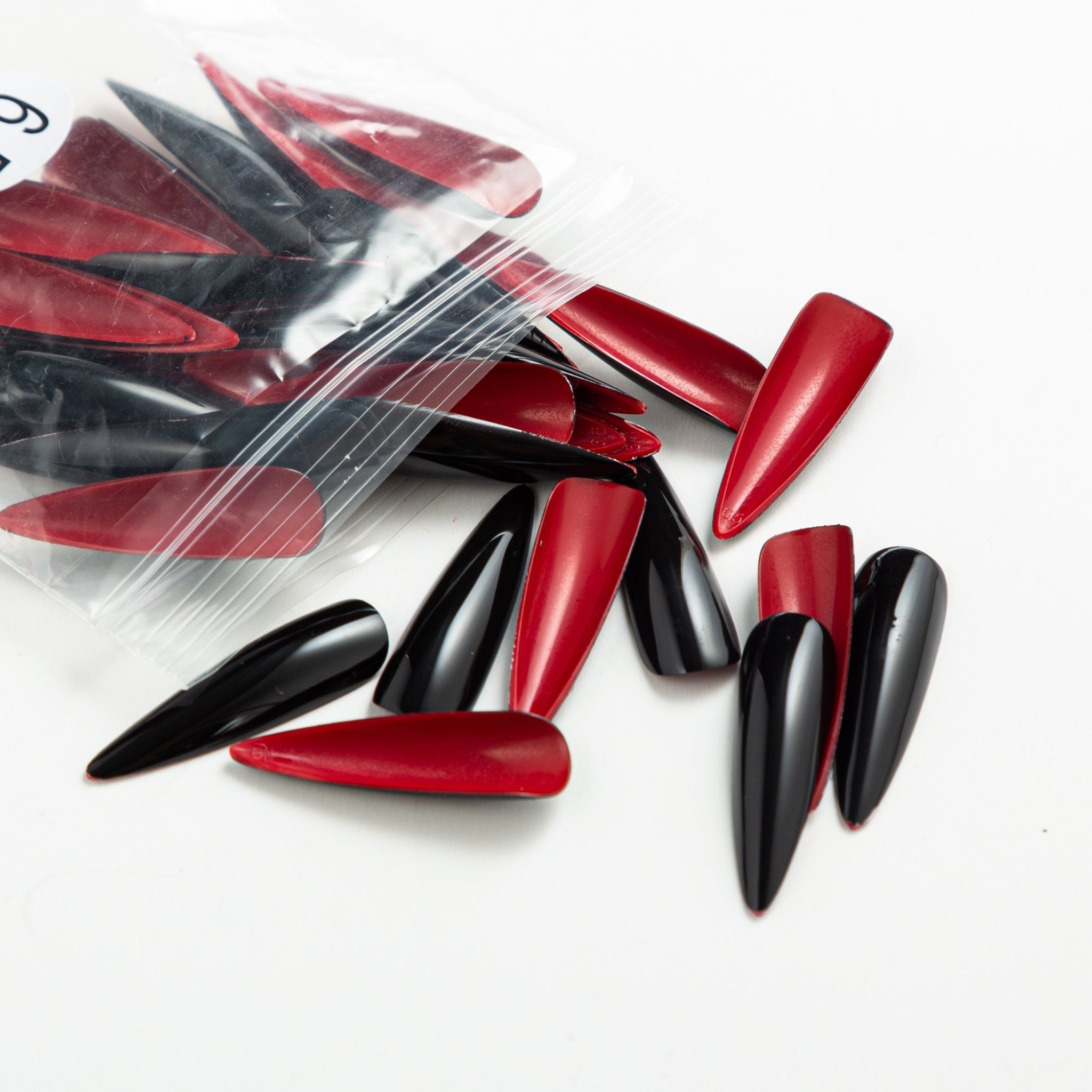 20PCS Red Bottoms - Acrylic XL Stiletto Solid Black Elegant Press-on N –  NailPharm®