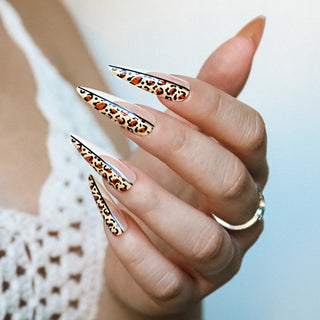 Leopard Print French Extra Long Stiletto Press On Nails