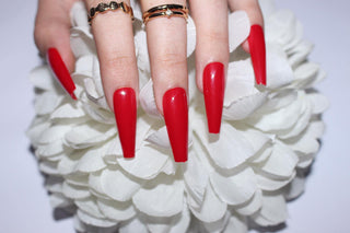 Hot Red Extra Long Ballerina False Press on Nails - AllKem Nails